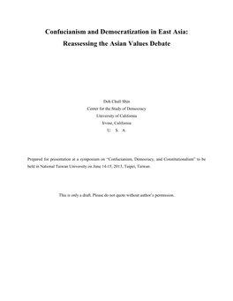 Confucianism and Democratization in East Asia: Reassessing the Asian Values Debate