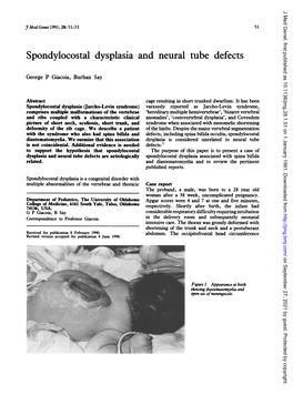 Spondylocostal Dysplasia and Neural Tube Defects