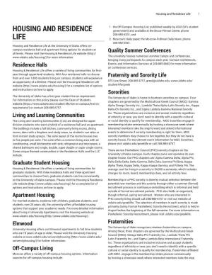 Housing and Residence Life 1