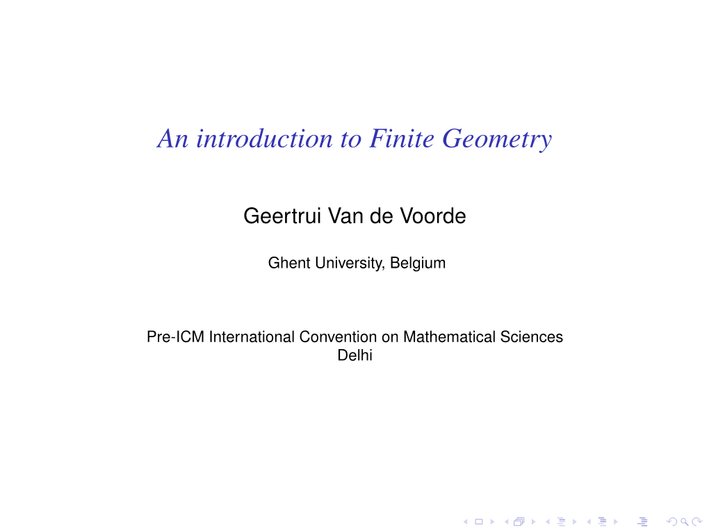 An Introduction to Finite Geometry