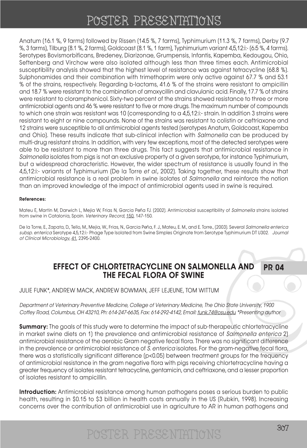 Effect of Chlortetracycline on Salmonella and the Fecal Flora Of