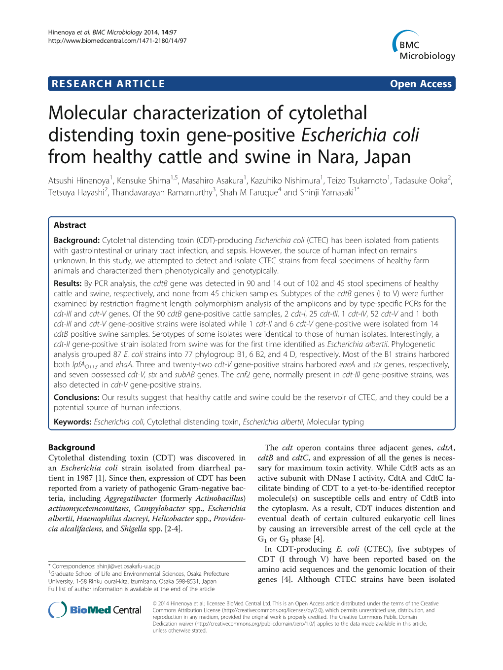 Molecular Characterization of Cytolethal