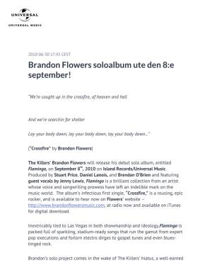 Brandon Flowers Soloalbum Ute Den 8:E September!