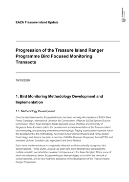 Progression of the Treasure Island Ranger Programme Bird Focused Monitoring Transects