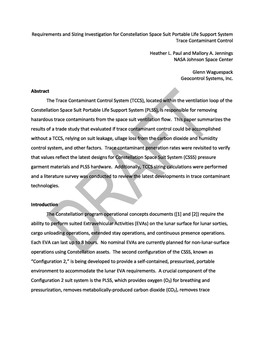 Requirements and Sizing Investigation for Constellation Space Suit Portable Life Support System Trace Contaminant Control