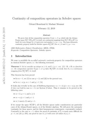 Continuity of Composition Operators in Sobolev Spaces