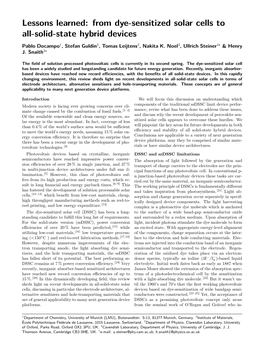 From Dye-Sensitized Solar Cells to All-Solid-State Hybrid Devices