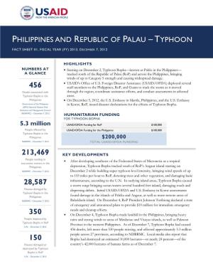 Philippines and Republic of Palau – Typhoon Fact Sheet #1, Fiscal Year (Fy) 2013, December 7, 2012