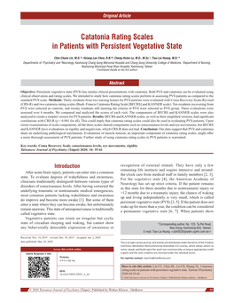 Catatonia Rating Scales in Patients with Persistent Vegetative State