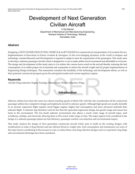 Development of Next Generation Civilian Aircraft