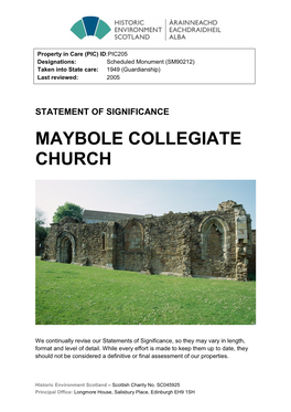 Maybole Collegiate Church Statement of Significance