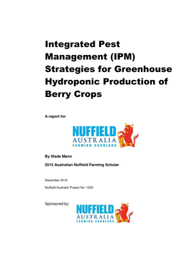 Integrated Pest Management (IPM) Strategies for Greenhouse Hydroponic Production of Berry Crops