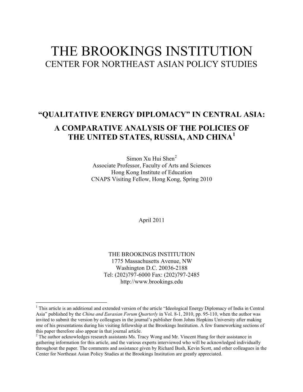 Ideological Energy Diplomacy of India in Central Asia” Published by the China and Eurasian Forum Quarterly in Vol