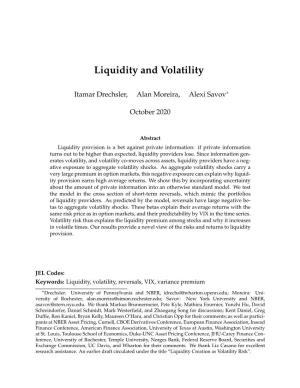 Liquidity and Volatility