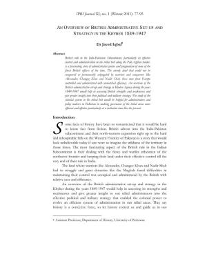 Dr Javed Iqbal Introduction IPRI Journal XI, No. 1 (Winter 2011): 77-95