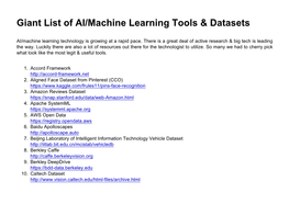Giant List of AI/Machine Learning Tools & Datasets