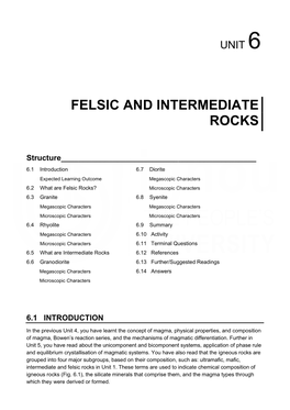Felsic and Intermediate Rocks