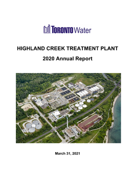 Highland Creek Treatment Plant 2020 Annual Report