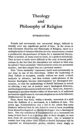 Theology and Philosophy of Religion