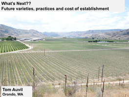 What's Next?? Future Varieties, Practices and Cost of Establishment Tom Auvil