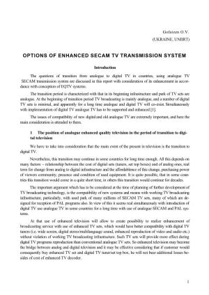 Options of Enhanced Secam Tv Transmission System