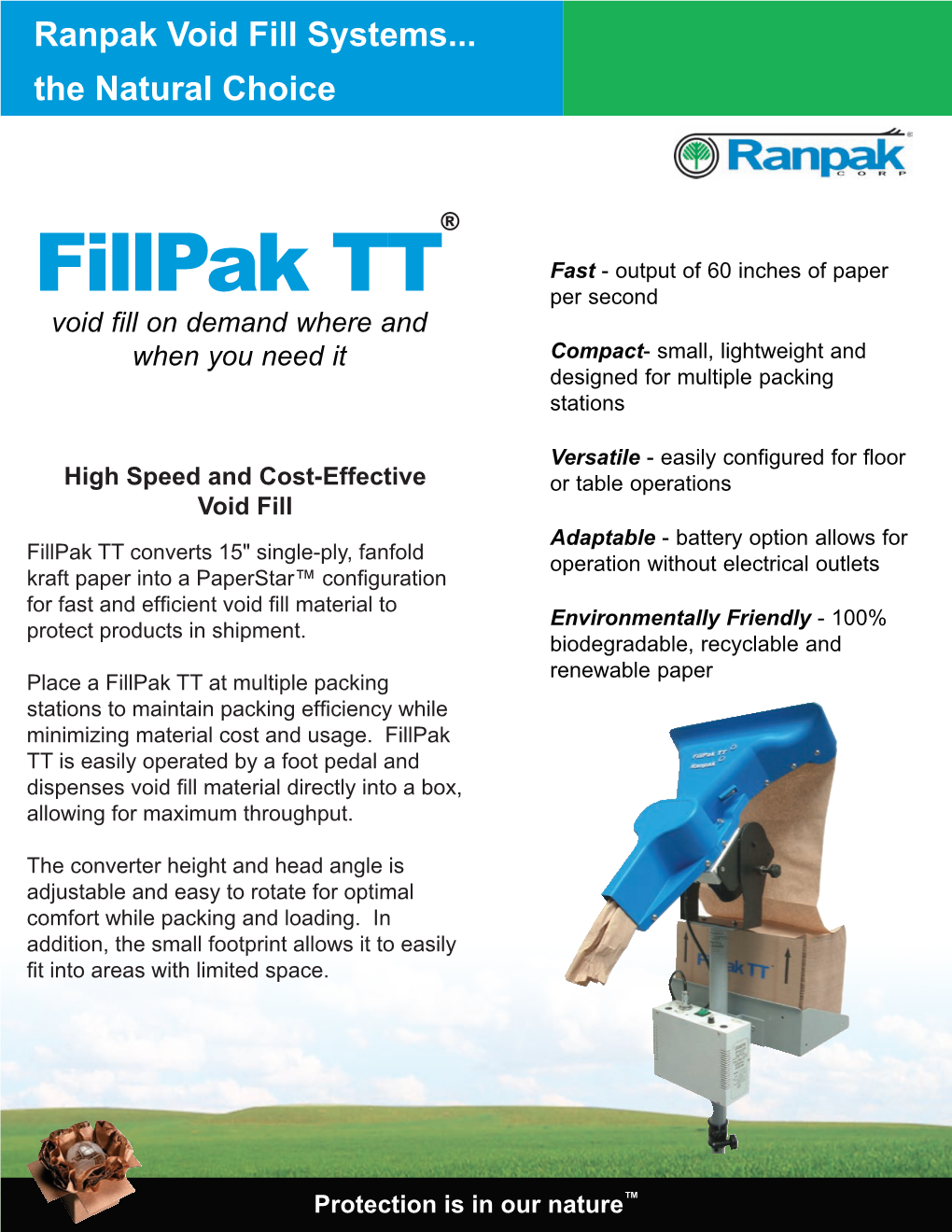 Fillpak TT Per Second Void Fill on Demand Where and When You Need It Compact- Small, Lightweight and Designed for Multiple Packing Stations