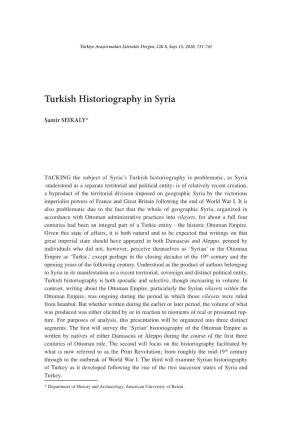 Turkish Historiography in Syria