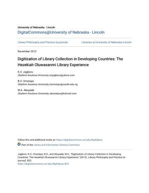 Digitization of Library Collection in Developing Countries: the Hezekiah Oluwasanmi Library Experience