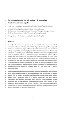 Recharge Estimation and Soil Moisture Dynamics in a Mediterranean Karst