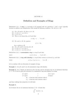 Definition and Examples of Rings 50