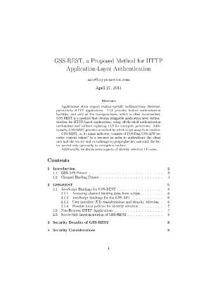 GSS-REST, a Proposed Method for HTTP Application-Layer Authentication