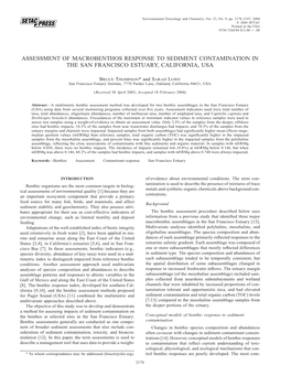 Assessment of Macrobenthos Response to Sediment Contamination in the San Francisco Estuary, California, Usa