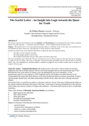 The Scarlet Letter - an Insight Into Logic Towards the Quest for Truth