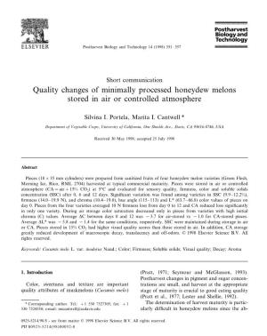 Quality Changes of Minimally Processed Honeydew Melons Stored in Air Or Controlled Atmosphere