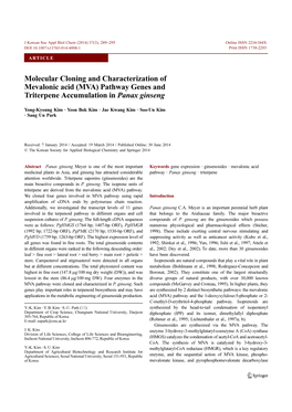 (MVA) Pathway Genes and Triterpene Accumulation in Panax Ginseng