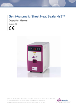 Semi-Automatic Sheet Heat Sealer 4S3™ Operation Manual Version: 1.0
