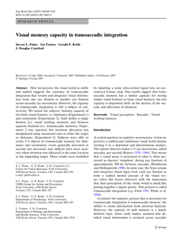 Visual Memory Capacity in Transsaccadic Integration