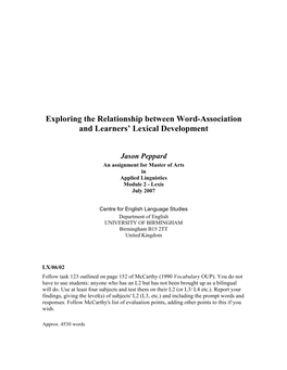 Exploring the Relationship Between Word-Association and Learners’ Lexical Development