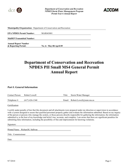 2009 Annual Report | Dept. of Conservation and Recreation, MA