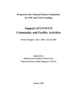 Support of UNAVCO Community and Facility Activities