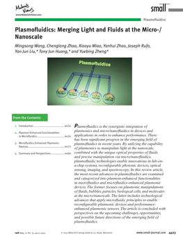 Nanoscale Mingsong Wang , Chenglong Zhao , Xiaoyu Miao , Yanhui Zhao , Joseph Rufo , Yan Jun Liu , * Tony Jun Huang , * and Yuebing Zheng *