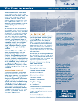 Wind Powering America: Colorado