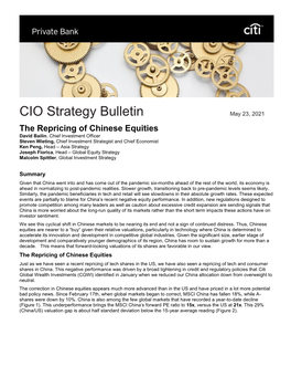CIO Strategy Bulletin May 23, 2021