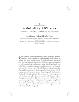 A Multiplicity of Witnesses Women and the Translation Process