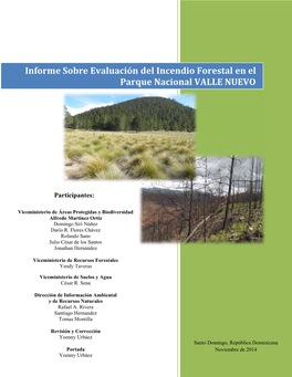 Informe Sobre Evaluación Del Incendio Forestal En El Parque Nacional VALLE NUEVO
