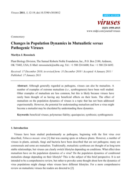 Changes in Population Dynamics in Mutualistic Versus Pathogenic Viruses