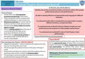 Physical Theatre: Brecht and Berkoff