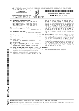 WO 2014/127475 Al 28 August 2014 (28.08.2014) P O P C T