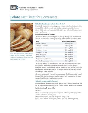 Folate Fact Sheet for Consumers