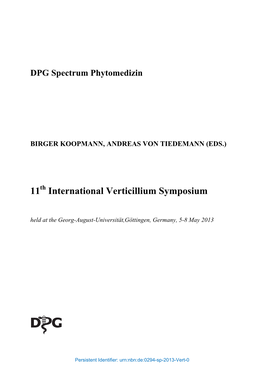 11 International Verticillium Symposium